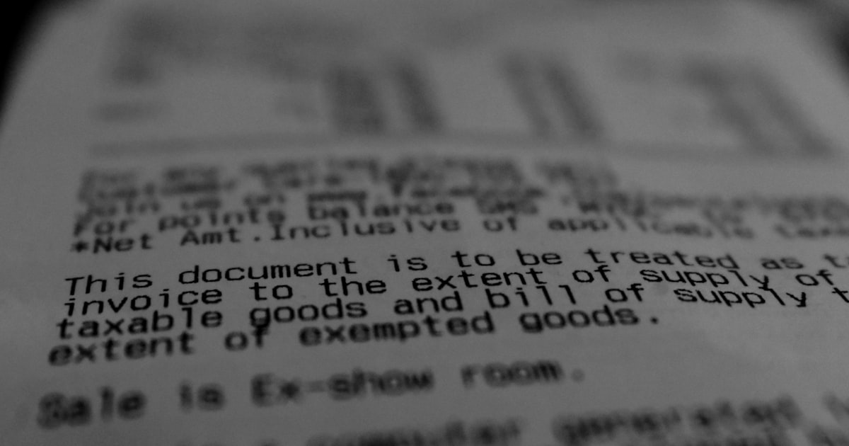 Invoice document being digitally processed
